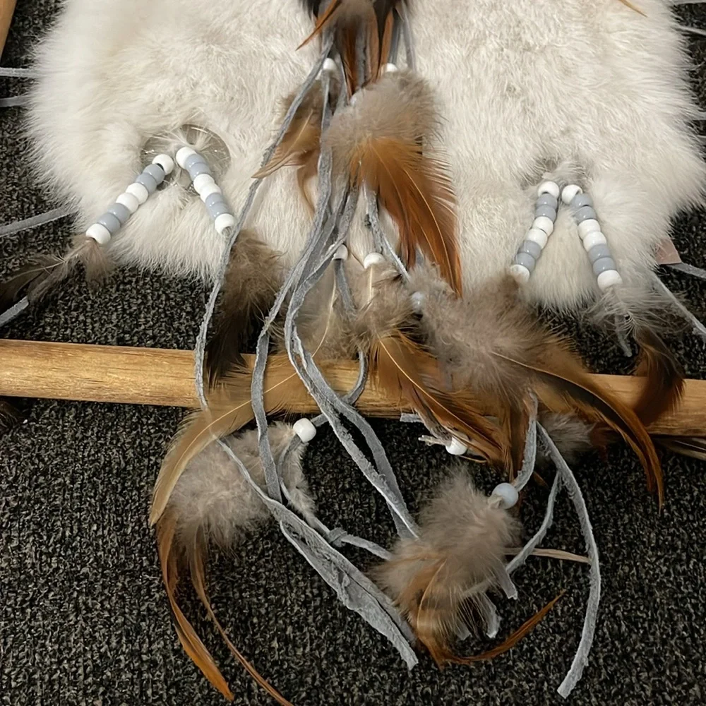 Handmade Dream Catcher Western home Decor Native American Leather Fur Feather